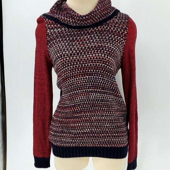 Forever 21 contemporary cowl neck sweater. Small P.. red, white, and blue. - Picture 1 of 8